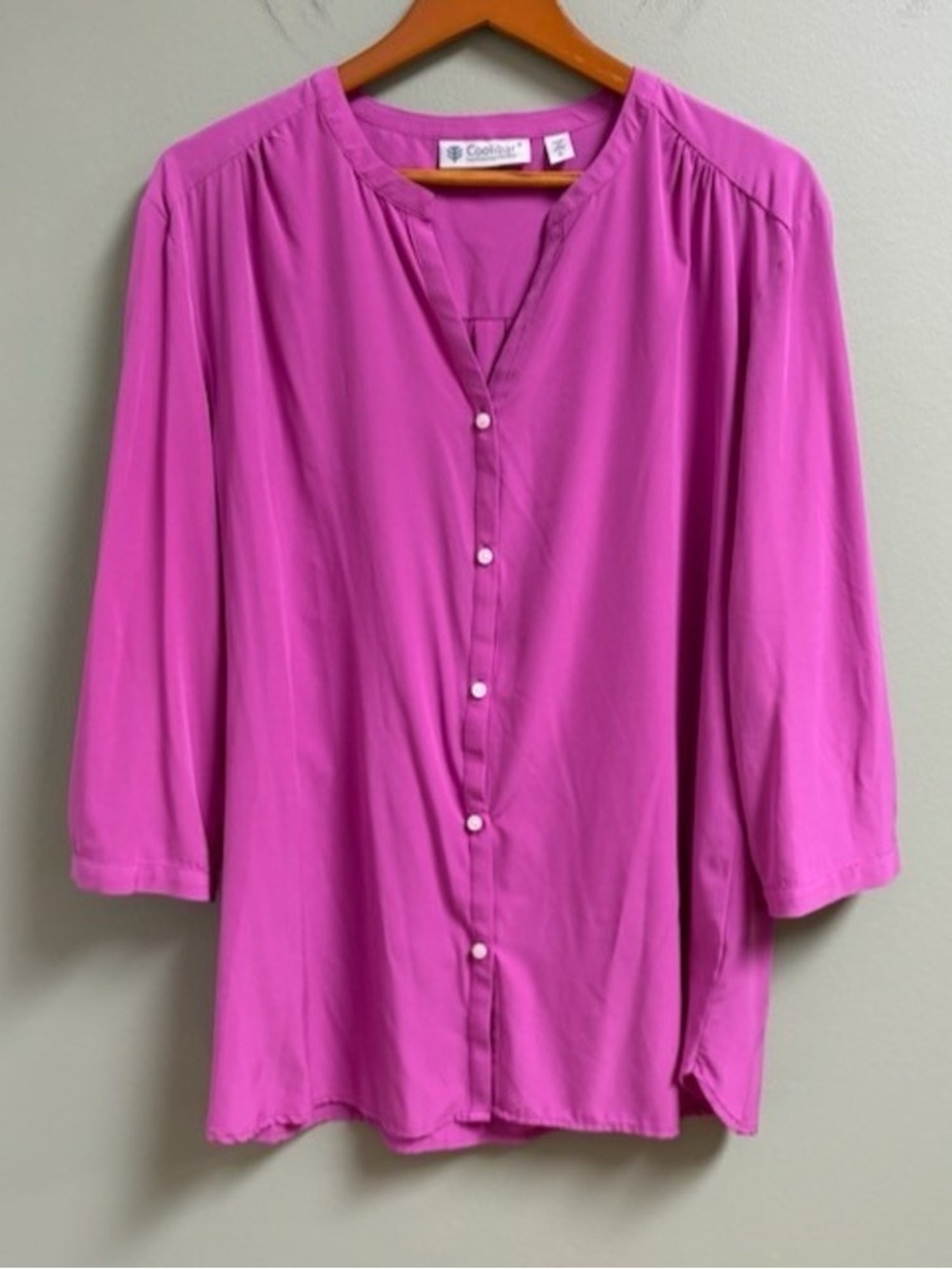 Coolibar Magenta Button-Front Tunic Blouse